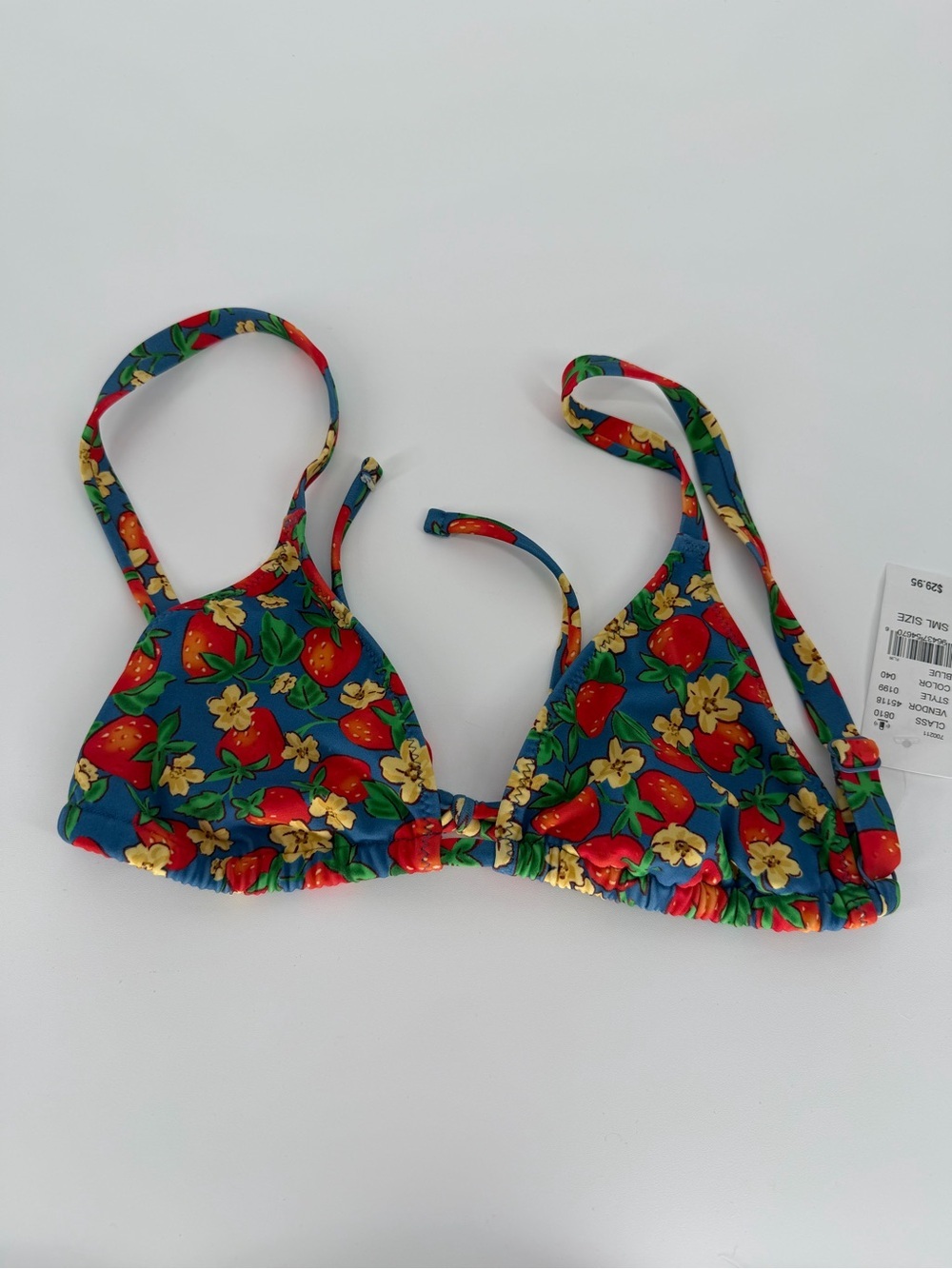 Pacsun Strawberry Floral Triangle Bikini Top - Blue